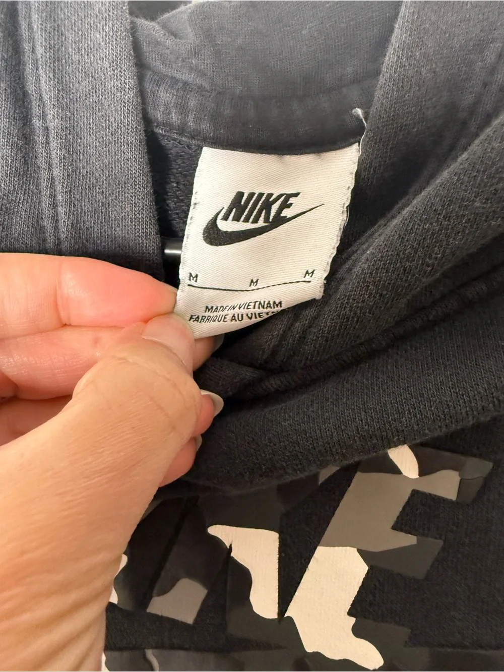 Nike Gray Hooded Sweatshirt with Camo Logo